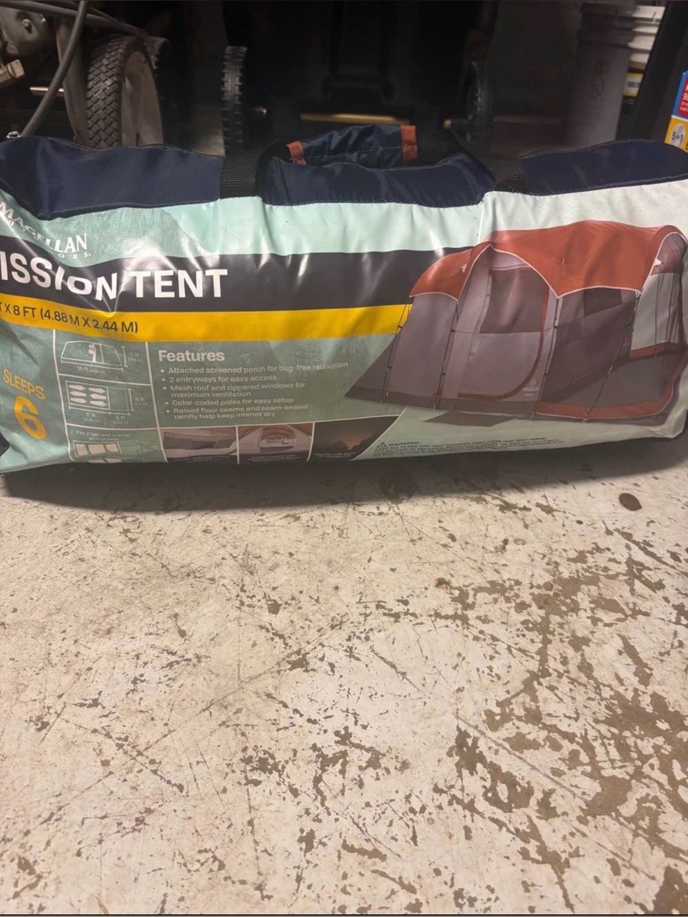 Magellan Outdoors Rust and Navy 6-Person Camp Tent - Carry Bag